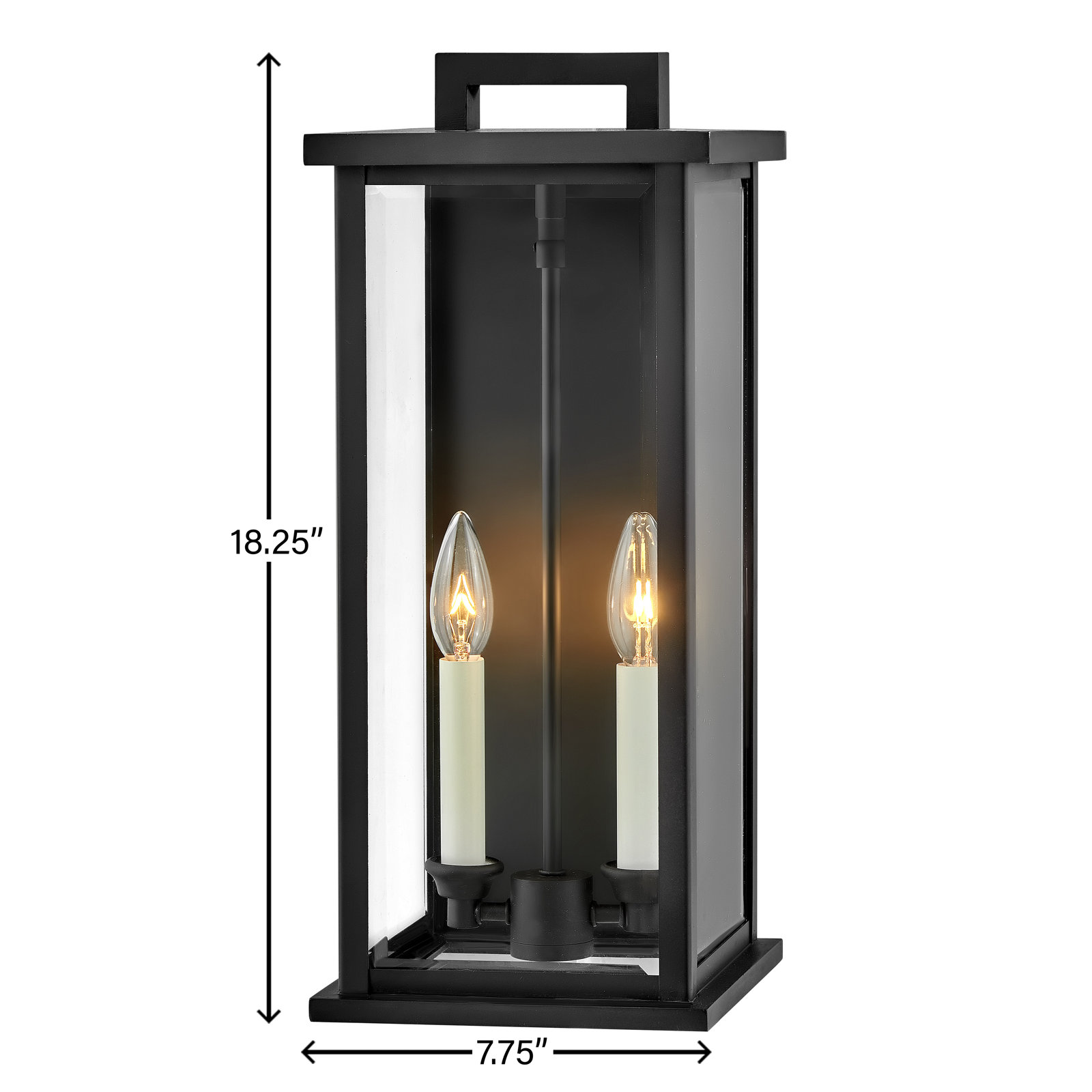 2-Light Outdoor Light, 18.25" H x 7.75" W x 7.75" D