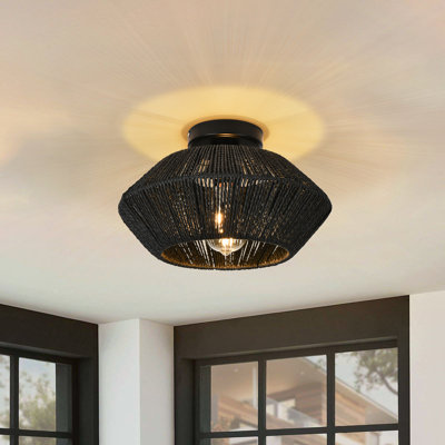 Barteld Rattan Semi Flush Mount 12.8"