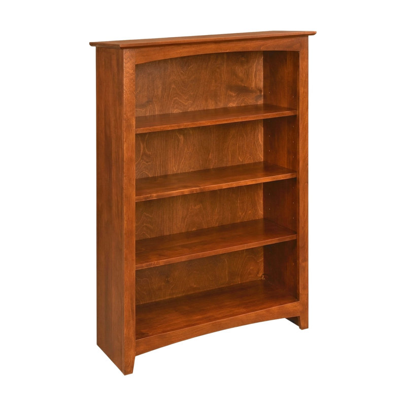 Malani 36" H Solid Wood Classic Bookcase, Antique Cherry, (4 Shelves) 48"H x 31.75"W x 12.875"D