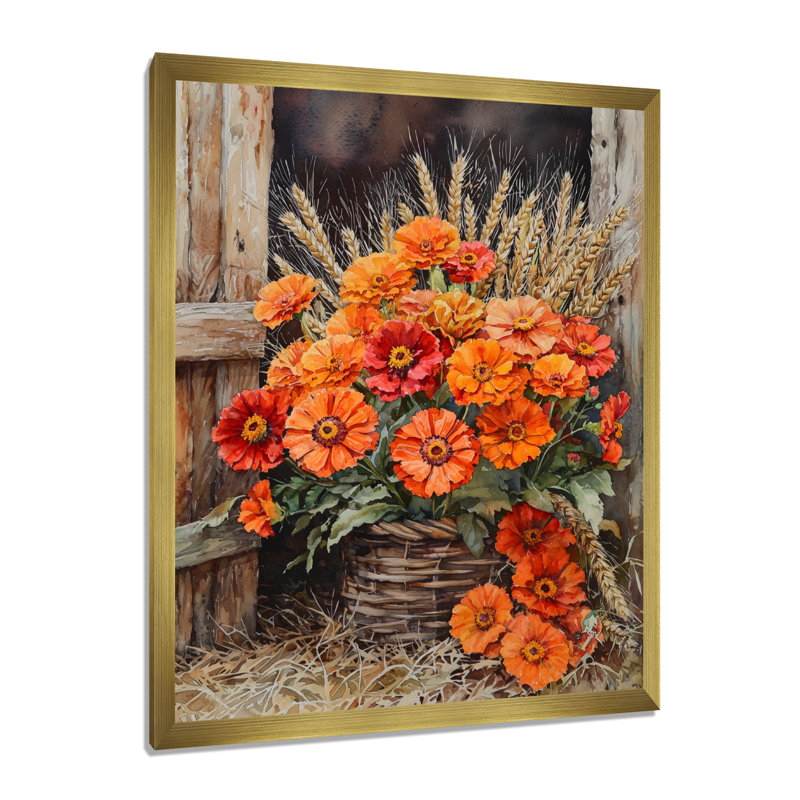 Daugherty - impression sur toile florale, H 20 po x l 12 po, Reproduction encadrée d'une seule photo, Doré