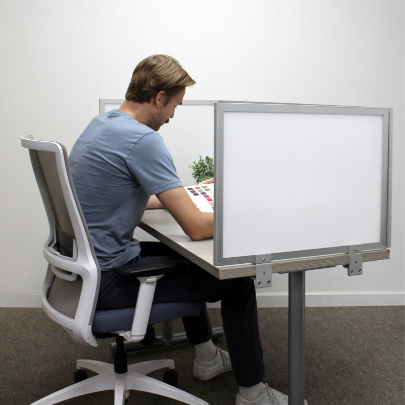 Panneau d'intimité en polycarbonate fixé au bureau, En aluminium, H 18 po x l 24 po x p 0,63 po