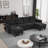 Modern U-Shaped Sectional Sofa - Modular with Ottomans, USB Ports & Foldable Side Tables-1428843119