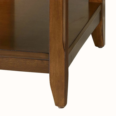 Bhairavi Transitional Wooden Rectangular End Table with Storage