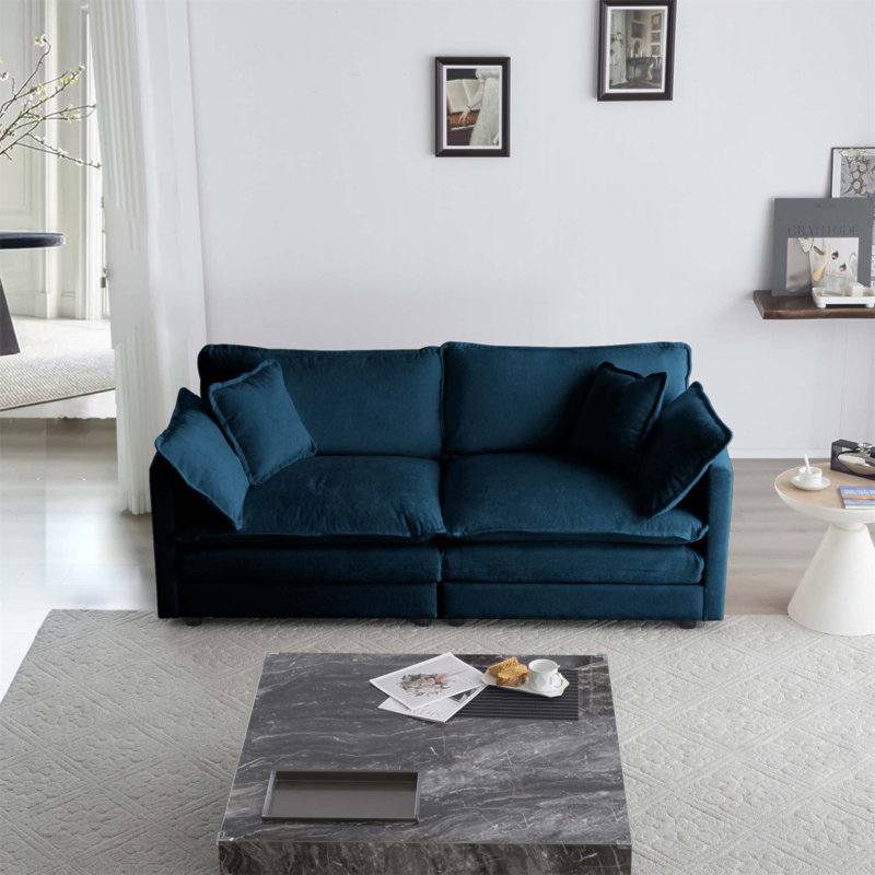 Canapé pour causeuse moderne en tissu de grande taille à 2 places avec 4 coussins, chenille
