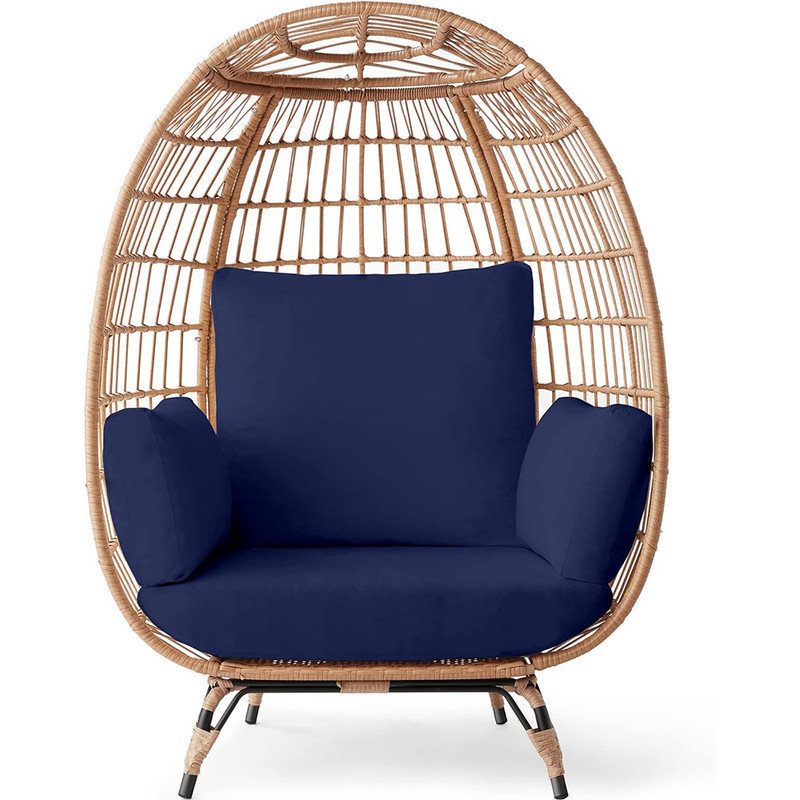 HIGEMZ Wicker Indoor Outdoor Egg Chair with Stand | Wayfair