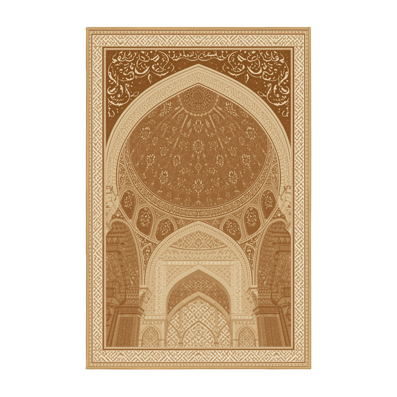 Machine Washable Zack Traditional Oriental Rug in Brown – LightBrown Binding, 3x5