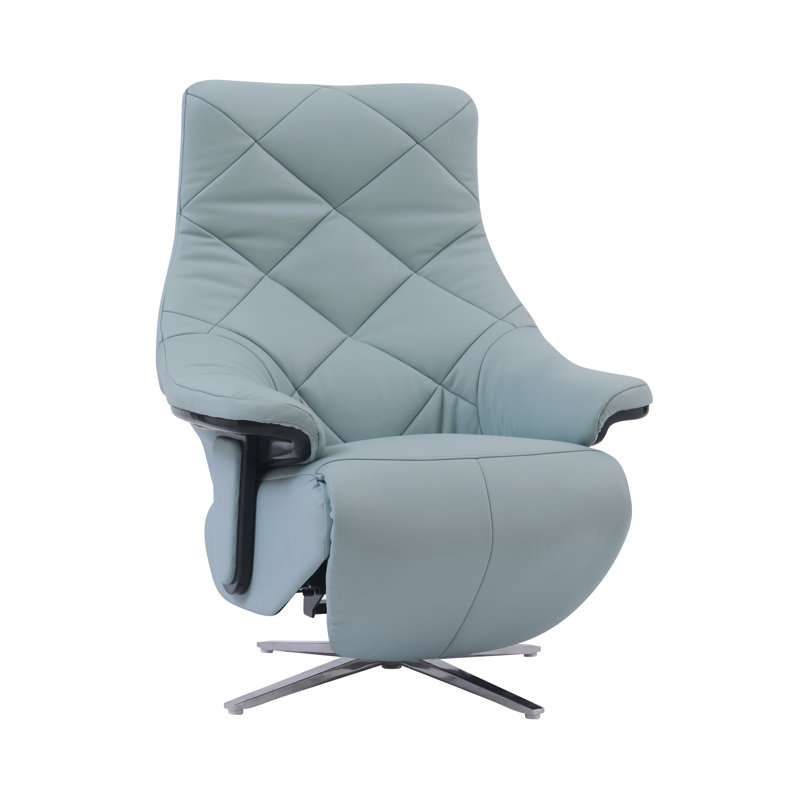 Ammelie Upholstered Swivel Recliner, Baby Blue Leather Match