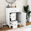 Meuble-lavabo 24 po avec lavabo en céramique. Gain de place pour les petits espaces. 2 tiroirs, 1 porte. Blanc 24 po. Vaste espace de rangement. . Pieds en bois massif. Blanc. Assemblage facile-1162158664