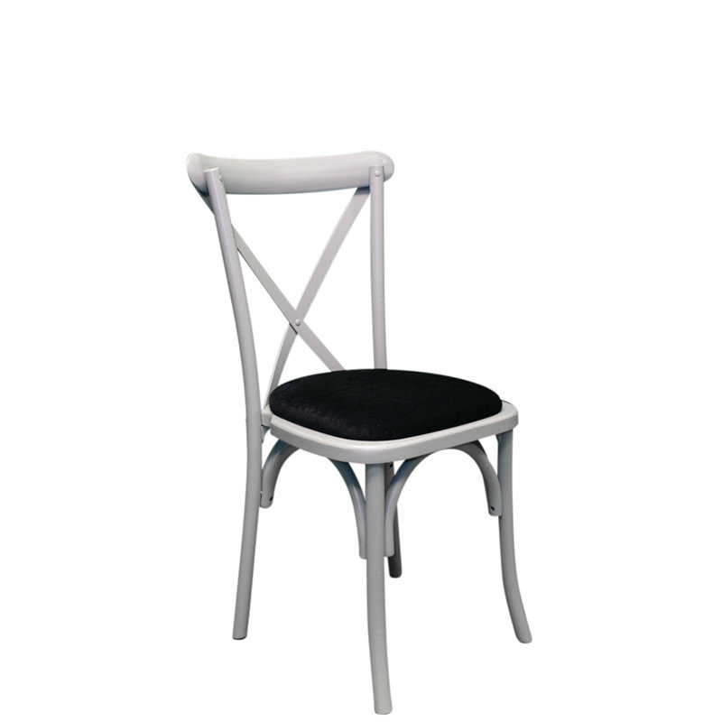 Aviles 43cm H Polyester Blend Upholstered Cross Back Stacking Side Chair, Black, Grey