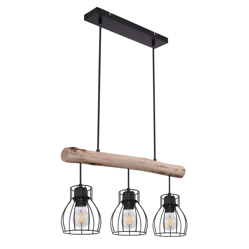Cherita 3 - Light Black/Natural Kitchen Island Pendant
