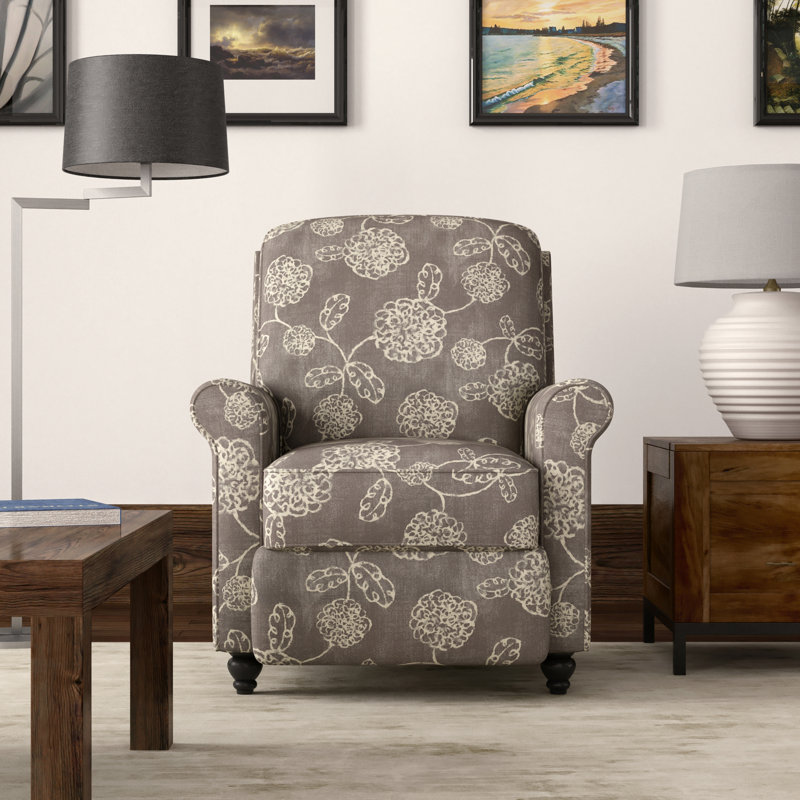 Leni Upholstered Recliner, Charcoal Grey Floral