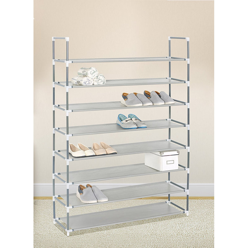 50 Pair Stackable Shoe Rack, Brown, 142cm H x 99cm W x 28cm D