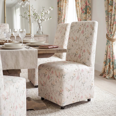 Colette Upholstered Side Chair with Caster Wheels