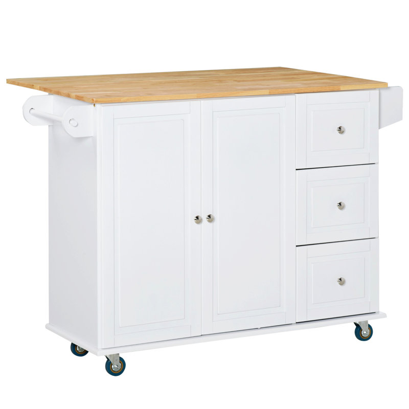 Îlot de cuisine, îlot de cuisine mobile avec 
Tiroirs de rangement, porte-serviettes et porte-épices