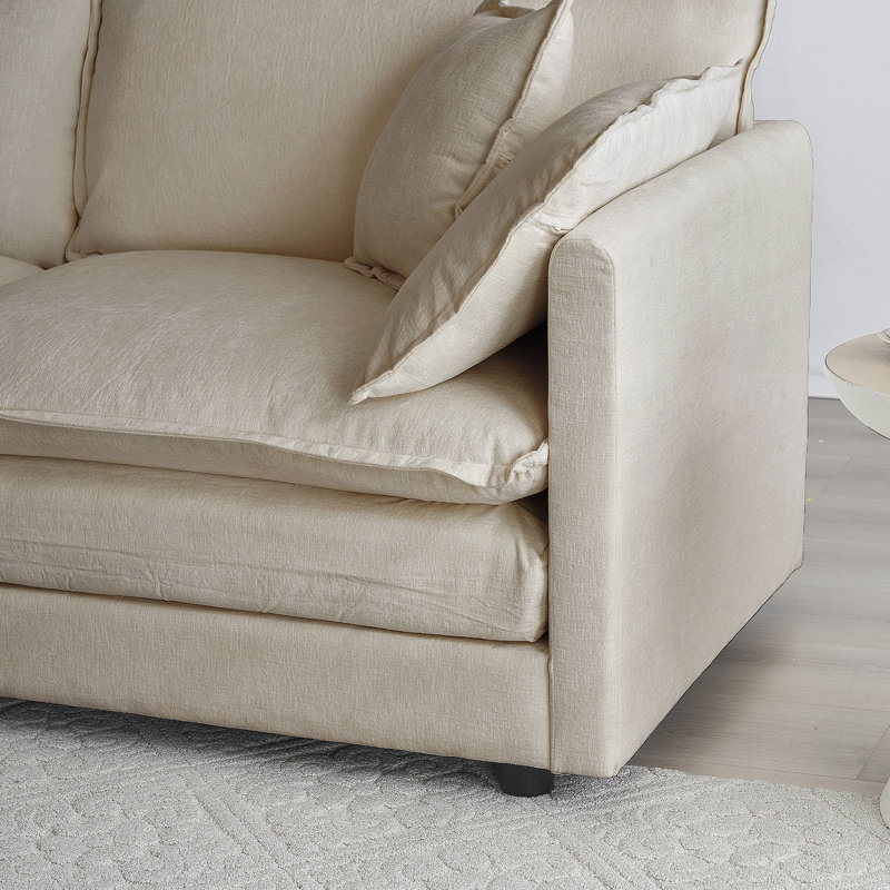 Fauteuil de lecture profond en tissu chenille, Beige
