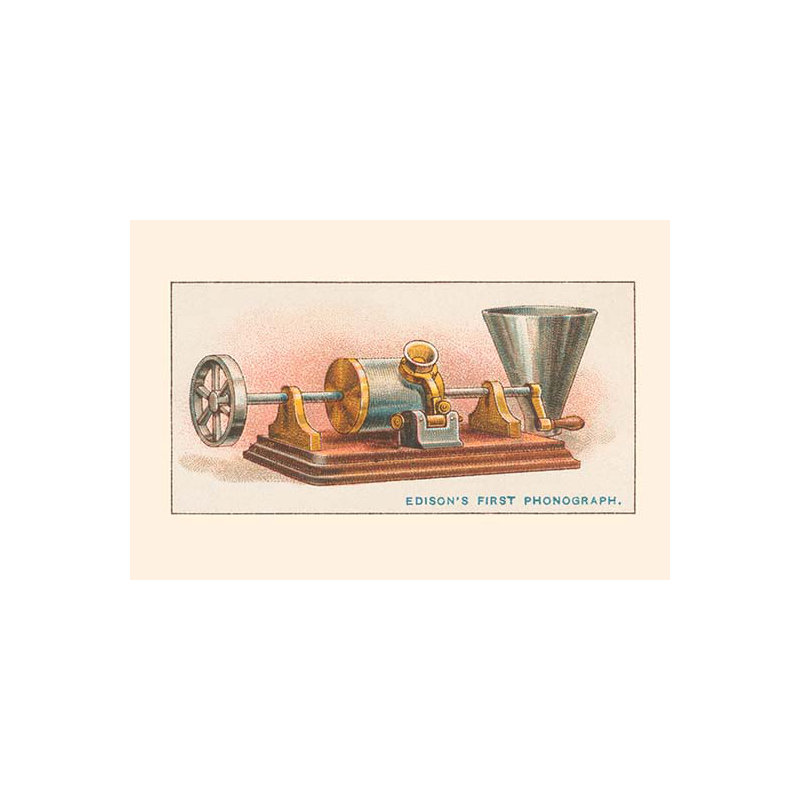 Premier phonographe d’edison-impression d’art graphique, H 24 po x l 36 po x P 1,5 po