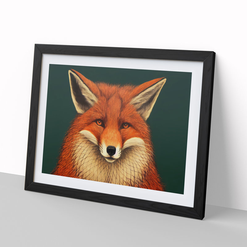 Hopeful Fox - Single Picture Frame Print, Black, 25cm H x 34cm W x 2cm D