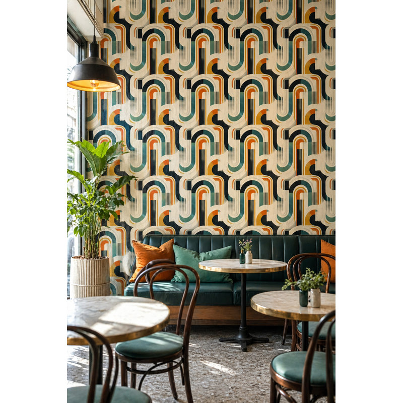 Murale rétro Mid Century, Non-collé