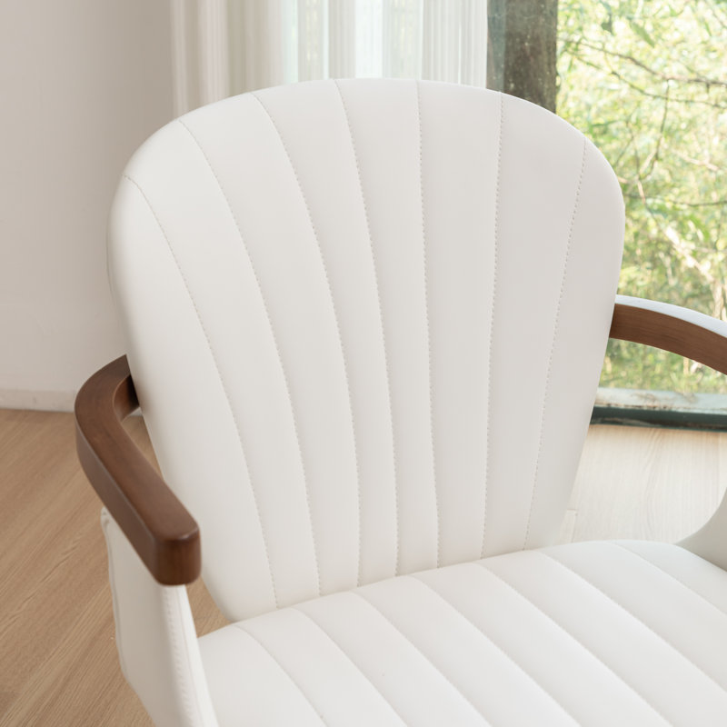 Chaise de salle à manger pivotante en faux cuir Donato, Blanc