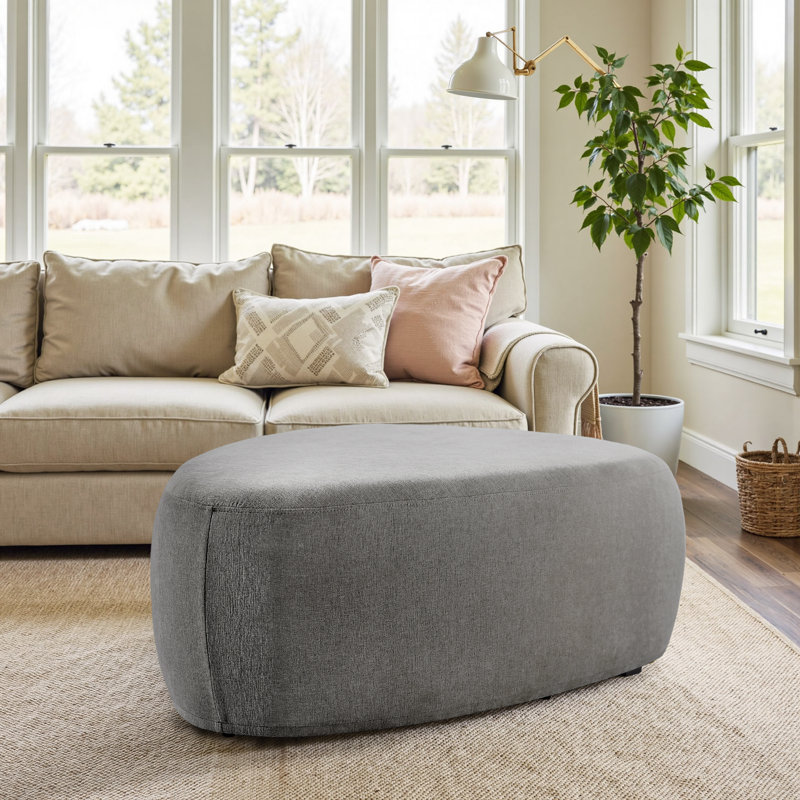 Adna 111.5Cm Wide Triangle Footstool Ottoman, Grey