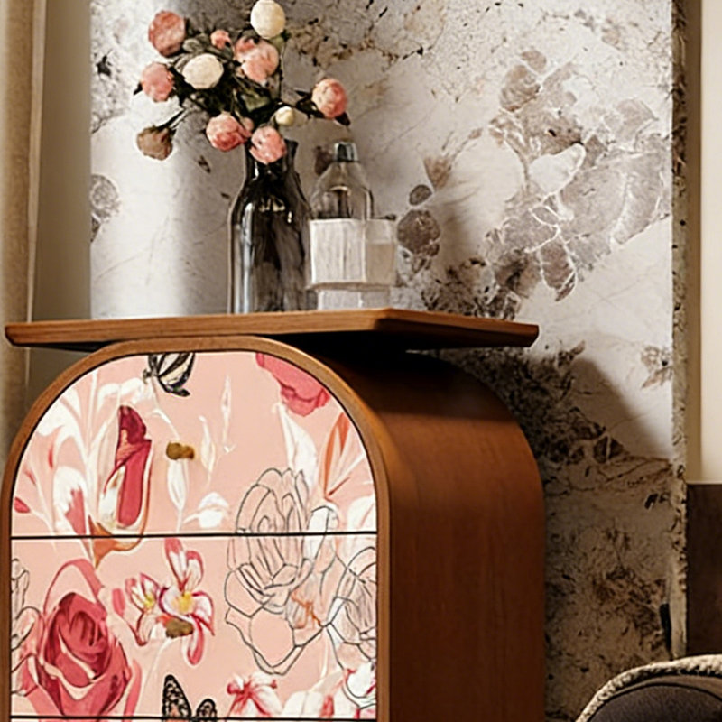 Commode 4 tiroirs Pink Butterfly, Noyer