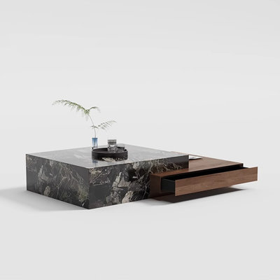 Italian Minimalist Slate Coffee Table Set