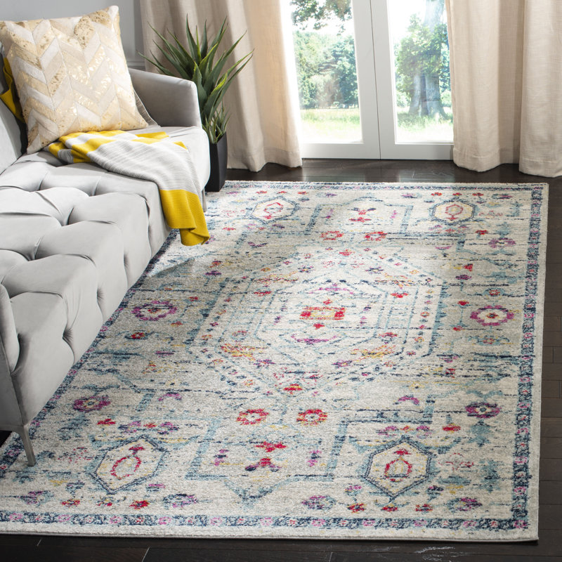 Christa Oriental Light Gray/Fuchsia Area Rug, Rectangle 5'3" x 7'6"