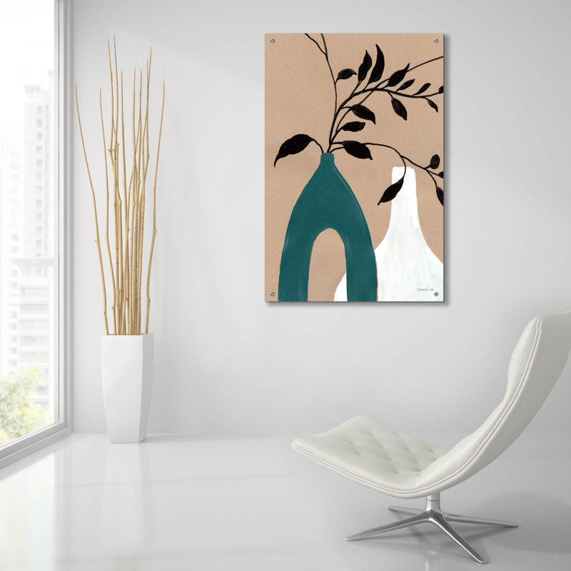 «Slender Stems 1 Blue» par Danhui Nai, art mural en verre acrylique, H 36 po x l 24 po x P 0,2 po