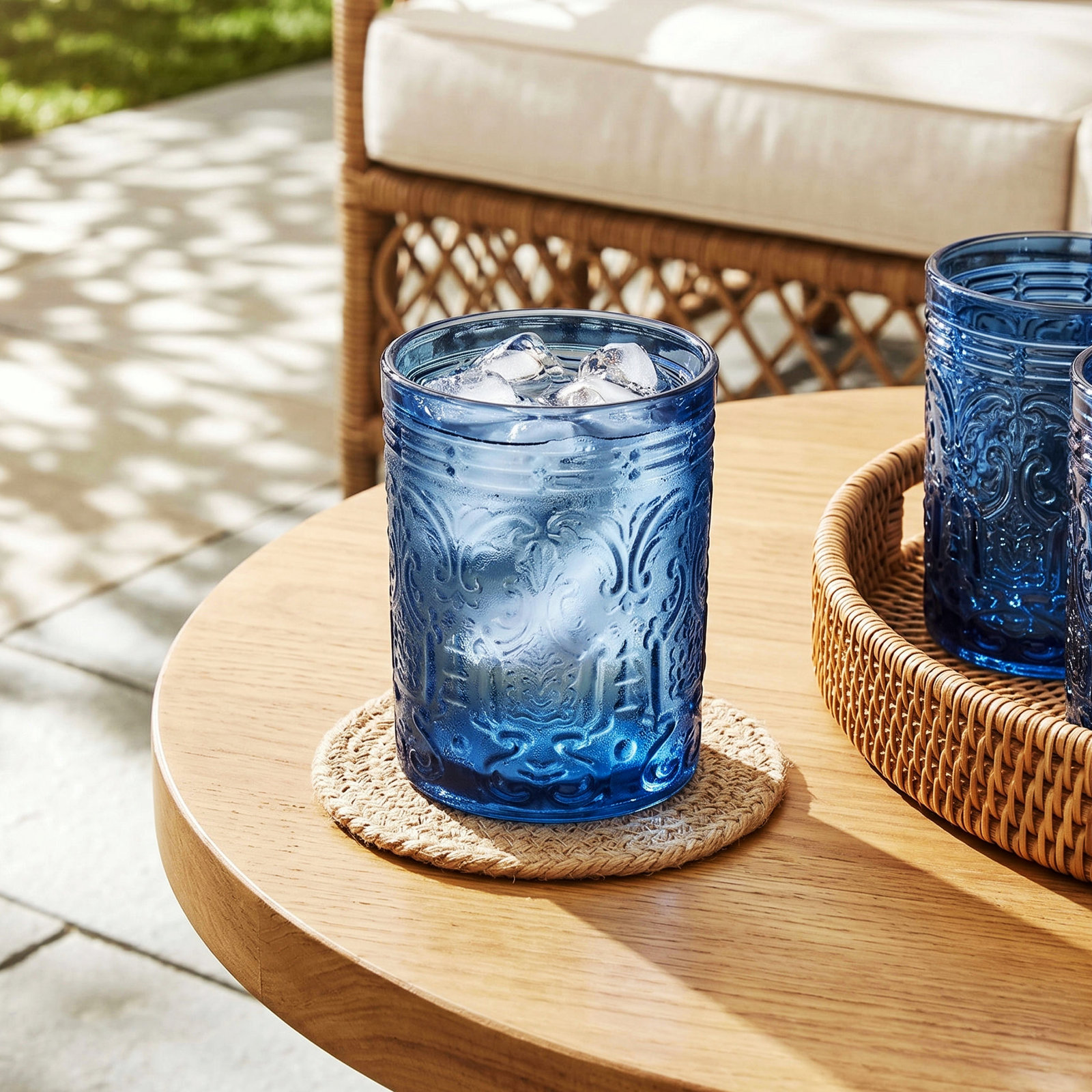 Jax Crystal Drinking Glass, Blue