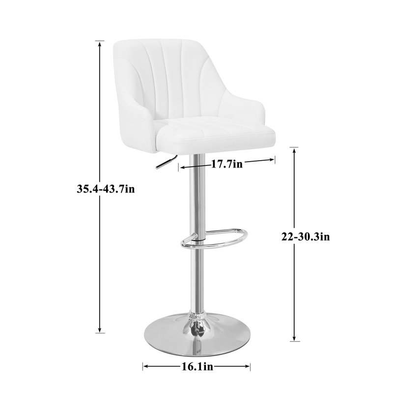 4PCS Adjustable Barstools Swivel PU Counter Height Stools For Pub, Dining Room, White/Silver
