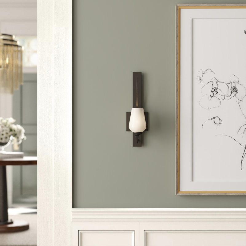 Flora 1 - Light Dimmable Armed Sconce, Oil Rubbed Bronze, Seeded Clear/Opal White