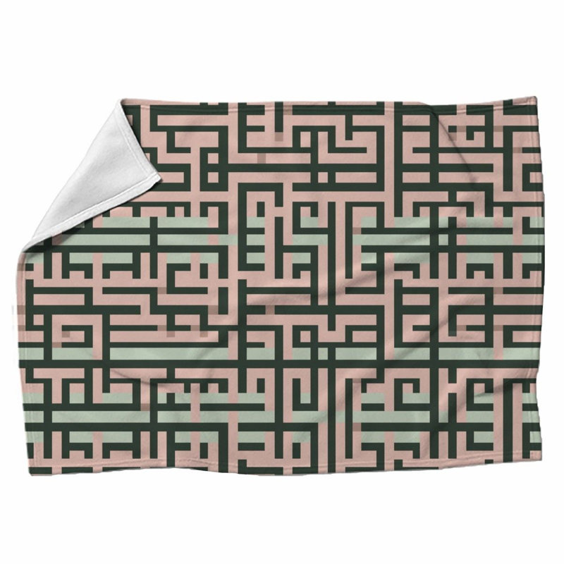 Machine Printed Throw Blanket, Throw, Geometric, Green/Pink