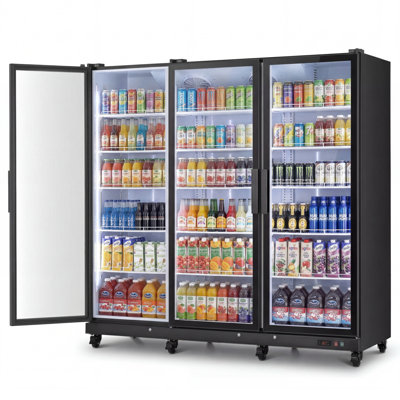 Yeego 58.27 cu ft Commercial Display Refrigerator with 3 Glass Doors 15 Adjustable Shelves and Casters