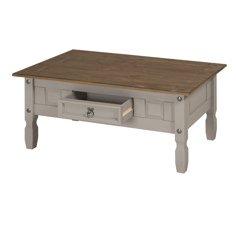 Palmea Solid Wood Four Leg Coffee Table with Storage, Grey