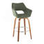 Tabouret de bar à hauteur fixe avec pivot en bois de noyer et tissu avec repose-pieds en métal chromé - ensemble de 2
