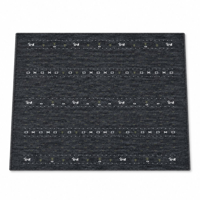 St Catherine Hand Knotted Loom Wool Eco-Friendly Area Rugs  - Square, Charcoal Color, Contemporary Modern Design, High Pile Thick Handmade Anti Skid Area Rugs for Living Room, Bed Room
