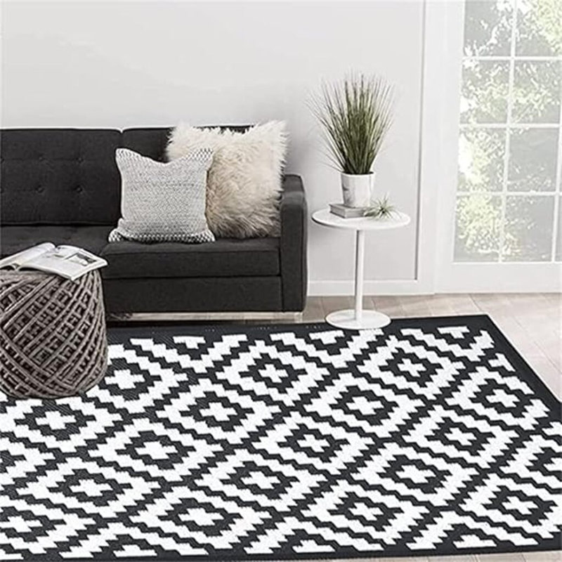 Rectangle 120 cm x 180 cm Geometric Nylon Flatweave Area Rug