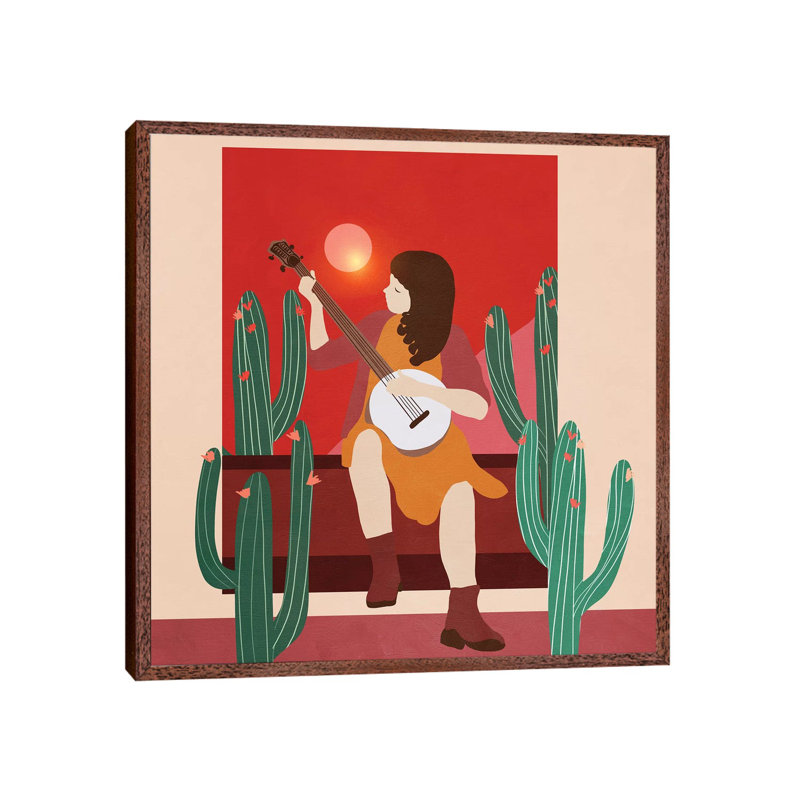 Women In Music 8 by Viviana Gonzalez - Print on Canvas, 45.72cm H x 45.72cm W x 3.81cm D, Classic Brown Wood Framed