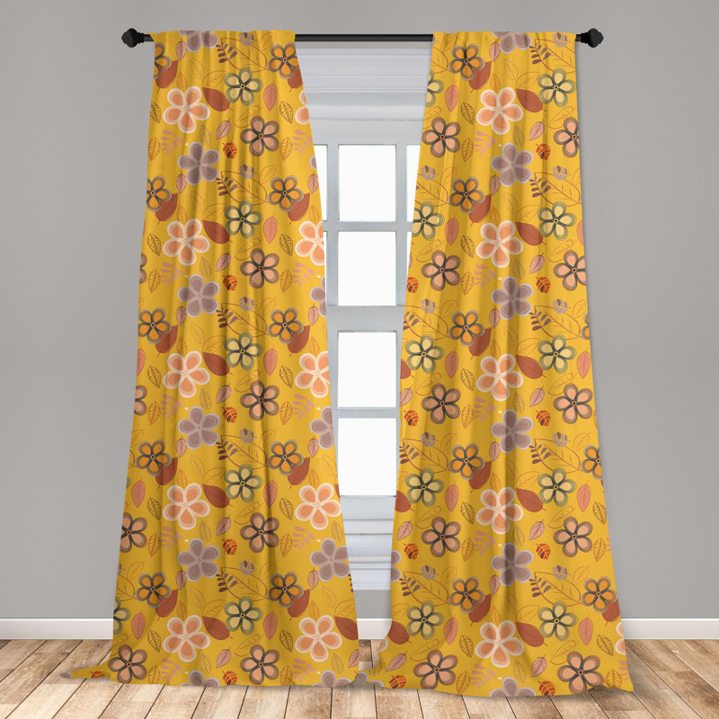 Floral Semi-Sheer Rod Pocket Curtain Panels, 28" x 63"