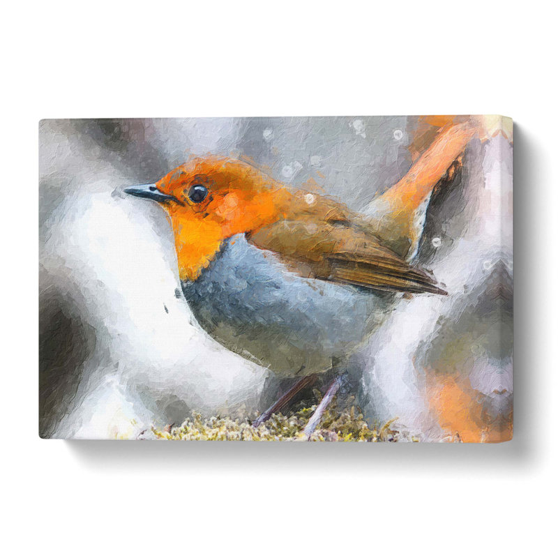 Charming Robin Bird - Wrapped Canvas, 35 cm H x 50 cm W