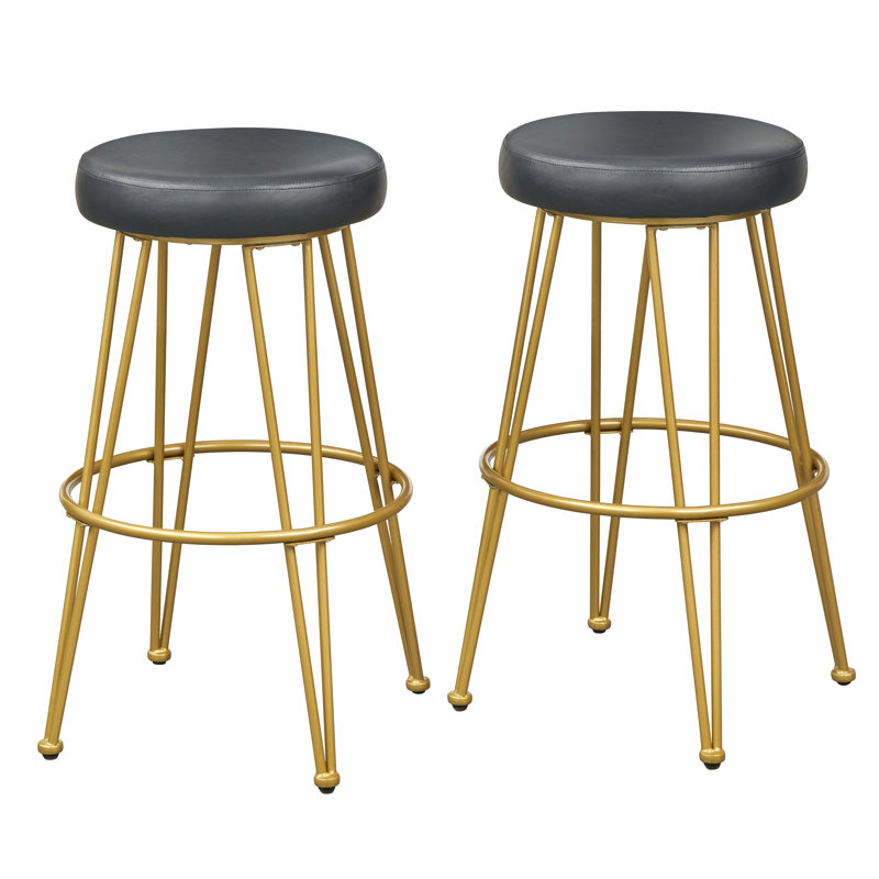 Haseena Upholstered Counter Stool with Metal Frame, Black