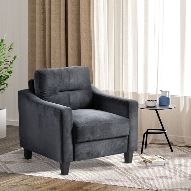 Nikolitsa Upholstered Armchair for Living Room Bedroom Office Small Space, Black