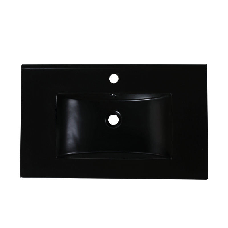 Dessus de meuble-lavabo en céramique 30 po, Noir