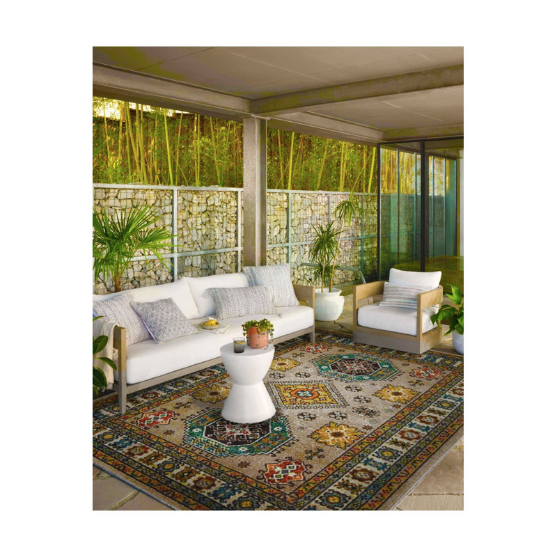 Tapis tissé lavable à motif de losanges traditionnel, Sous-tapis rectangulaire 2 pi 6 po x 4 pi 11 po