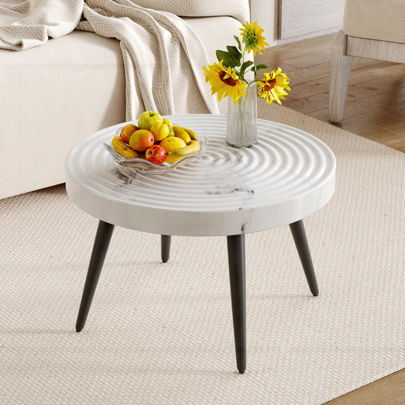 Table basse de 31 pouces de style campagne moderne, Blanc