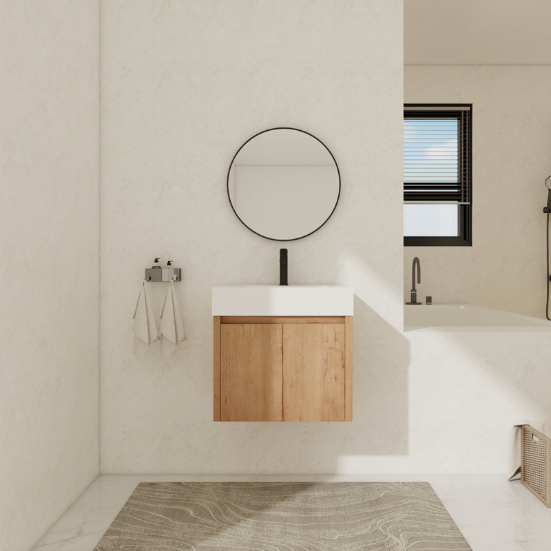 Meuble-lavabo simple avec plateau en résine 23,63 po Redena