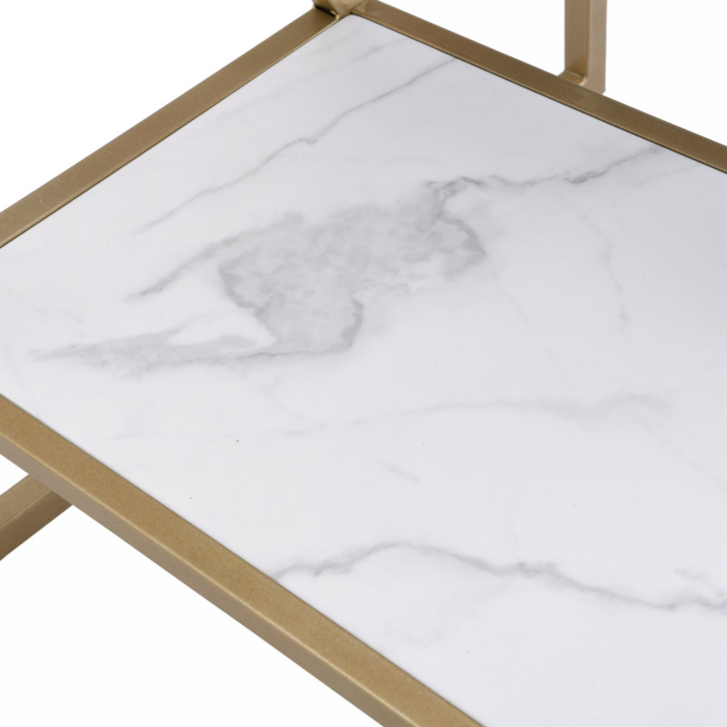 Table basse avec rangement Bukinka, Blanc, Or