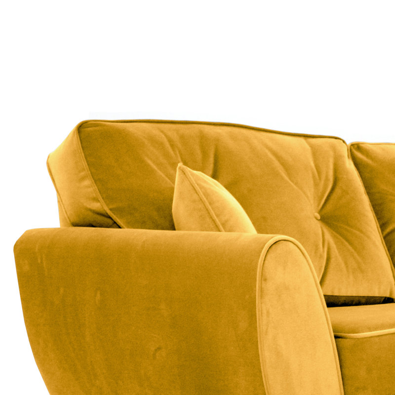 Rafe 3 Seater Velvet Sofa, Mustard Velvet