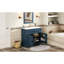 Meuble-lavabo de luxe 36 po avec finition bleue et armoire en bois massif, portes à fermeture douce, organisateur de porte, étagère à trous multiples, idéal pour lavabo en céramique, deux cadres, rangement réglable, classique-144991886