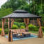 Abri de jardin en métal l 12 pi L 10 pi. D Pavillon de jardin en aluminium